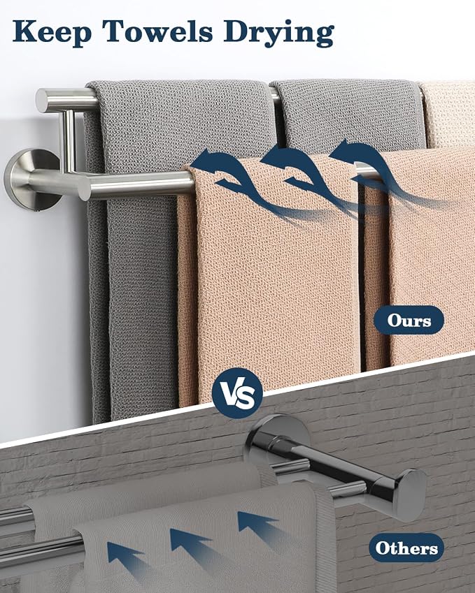 Alise Double Towel Bar,32 Inch Towel Rack for Bathroom Wall Mounted,Nickel | Bathroom Towel Rack SUS304 Stainless Steel Bathroom Towel Holder Quick Drying Hand Towel Holder Towel Bar for Walls
