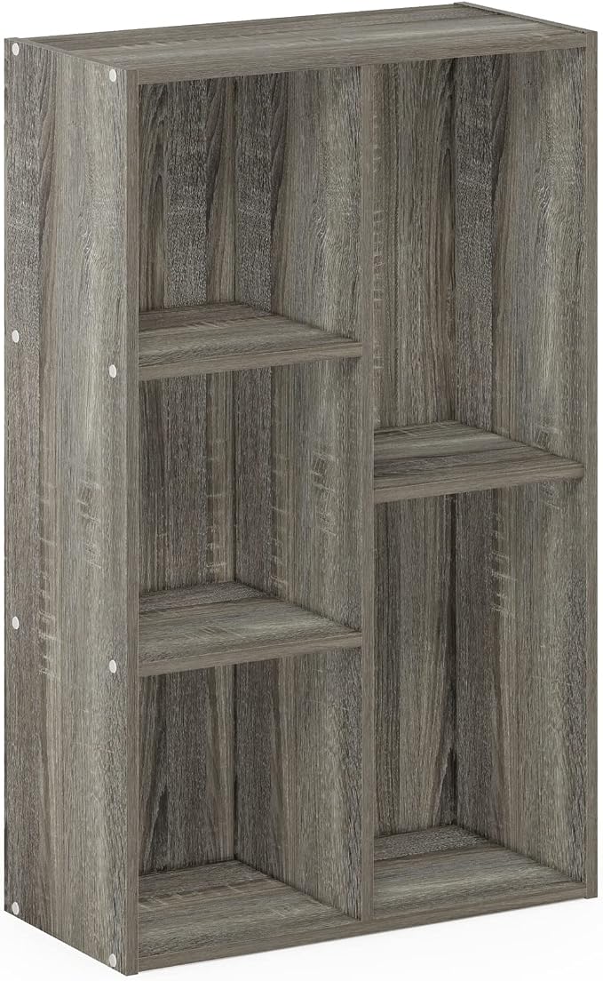 Furinno Luder 5-Cube No Tool Assembly Open Shelf, French Oak