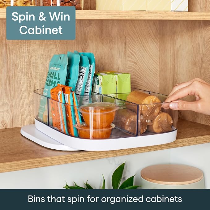 YouCopia MagicTrack Turntable with 4 Bins, Rectangle Lazy Susan Organizer