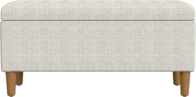 HomePop Malmo 36" Storage Bench - Cream Chevron Woven