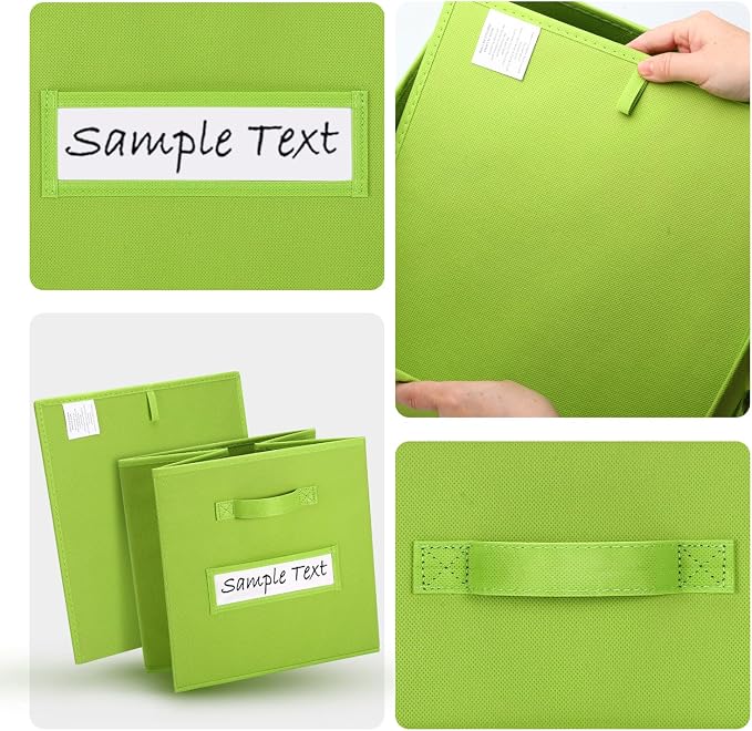 Fabric storage cubes (8 Pack) 11 Inch Cube Storage Bin, cube organizer bins with 8 Labels Window Cards & a Pen, Foldable cube organizer bins and Storage Box, lime green