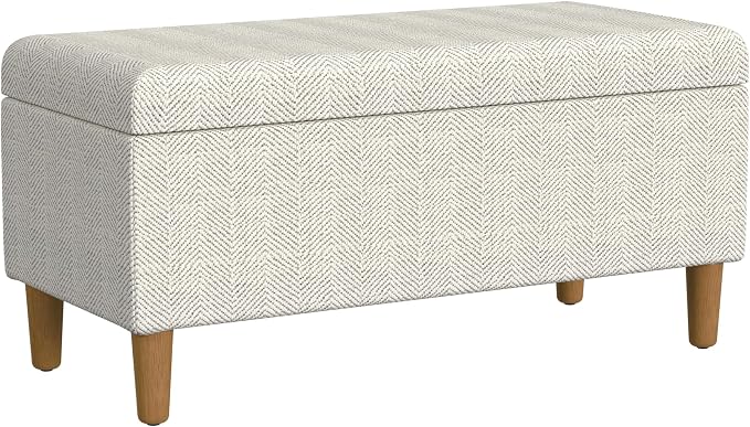 HomePop Malmo 36" Storage Bench - Cream Chevron Woven