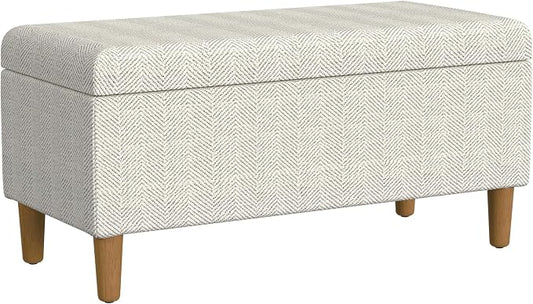 HomePop Malmo 36" Storage Bench - Cream Chevron Woven