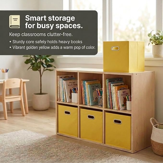 Household Essentials 6 ct Open Fabric Cube Storage Bins, Golden Yellow
