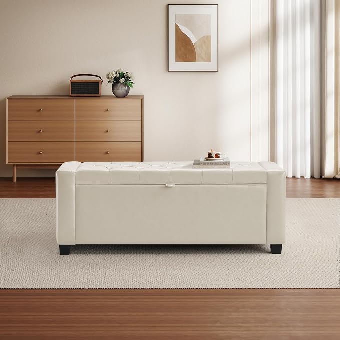 GRAINELL 42.13” Storage Ottoman Bench, Upholstered Tufted Bedroom Bench | End of Bed Storage Bench for Living Room & Entryway, 350 lb Capacity