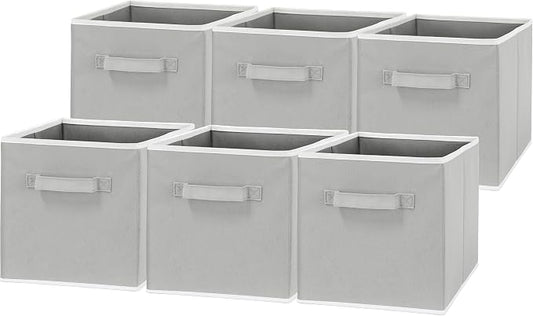 Simple Houseware 11-Inch Foldable Cube Storage Bins, Gray, 6-Pack | Lightweight & Durable Structure Fabric Cubes Organizer for Closet or Shelves