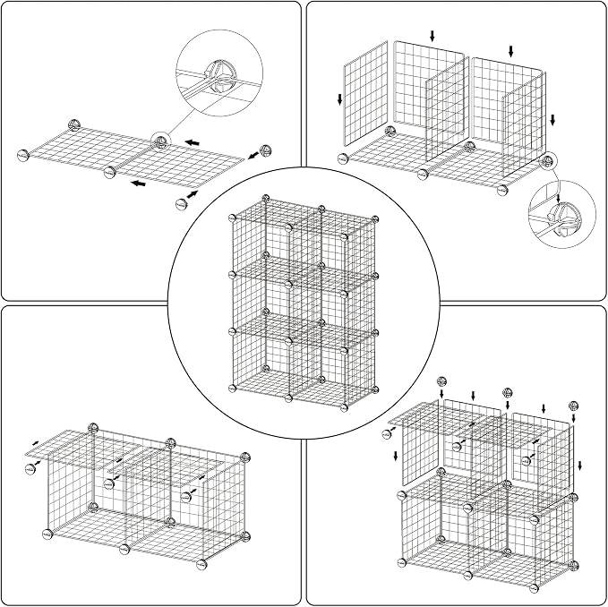 C&AHOME Wire Cube Storage, 6 - Cube Organizer Metal C Grids Units, Blue | Modular Shelves Units, Closet Organizer, Storage Bins Shelving, Ideal for Home, Office, Living Room