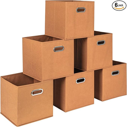 Household Essentials Fabric Storage Bins 6 Piece Set, Terracotta Color