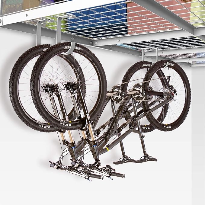 FLEXIMOUNTS 4 Pack Add-On Storage Flat Hooks, White | Accessory for Garage Ceiling Rack and Wall Shelving, Max Weight Capacity up to 50 lbs