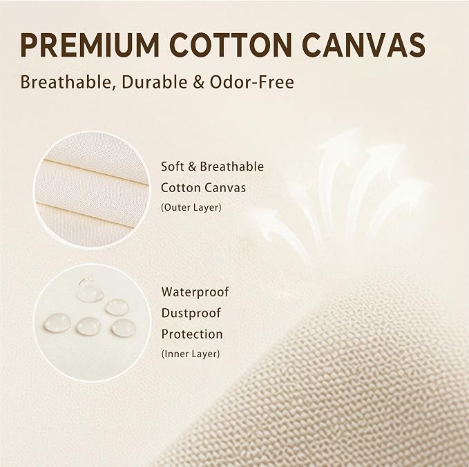 2Pack Canvas Storage Bags for Clothes & Comforters with Clear Window, Beige | 70L Large Capacity, Cotton Linen Fabric, Reinforced Handles, Foldable Design for King Comforters, Clothes and Blanket Storage