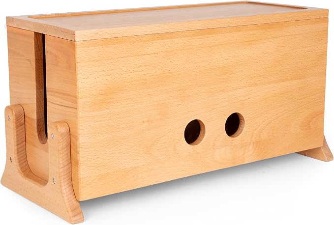 COREMINDED Extra Large Cable Management Box, Wood Cord Hider Box & Organizer for Power Strip, TV Wires & Desk Cable Storage