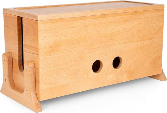 COREMINDED Extra Large Cable Management Box, Wood Cord Hider Box & Organizer for Power Strip, TV Wires & Desk Cable Storage