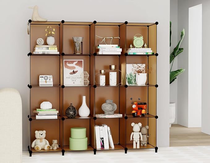 HOMIDEC Closet Organizers and Storage, 9 Cube Storage Organizer, Brown | Portable Closet Organizer System, Storage Cubes Shelves, for Bedroom, Kids Room, Bathroom, Wardrobe, Clothes Rack