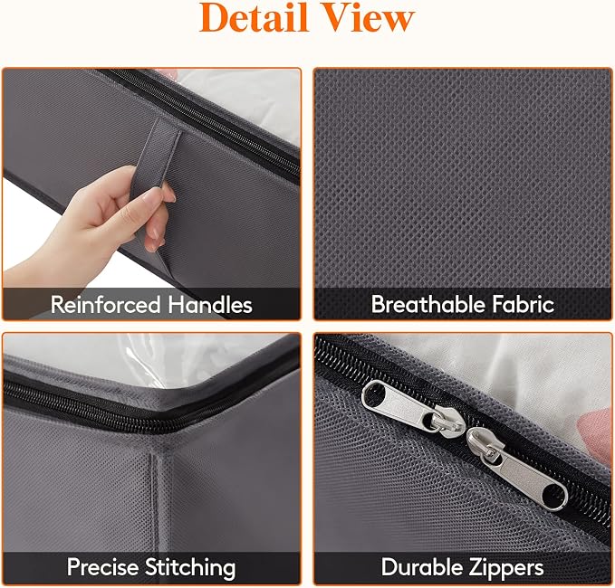 Lifewit 95L 8 Pack Under Bed Storage Containers, Large Capacity Blanket Storage Bags with Reinforced Handle, Organization and Storage for Comforters, Sheets, Clothes, Bedroom, College Dorm, Grey