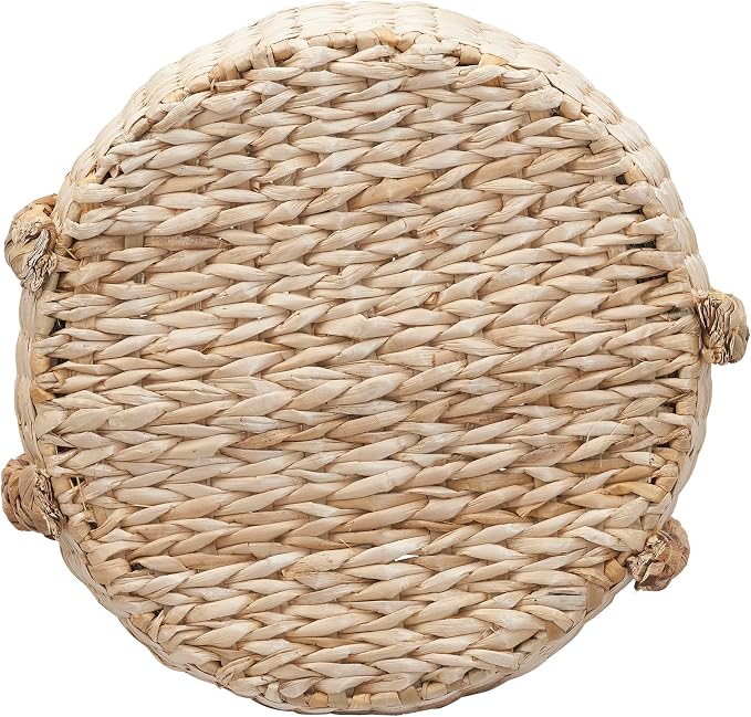 Household Essentials Handwoven Cattail and Paper Rope Terra Basket Decorative Storage Organizer, Natural and Gray Finish