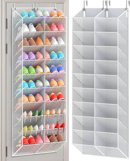 UVIAHOMI Over the Door Shoe Organizer for 30 Pairs, 10-Tier Light Grey