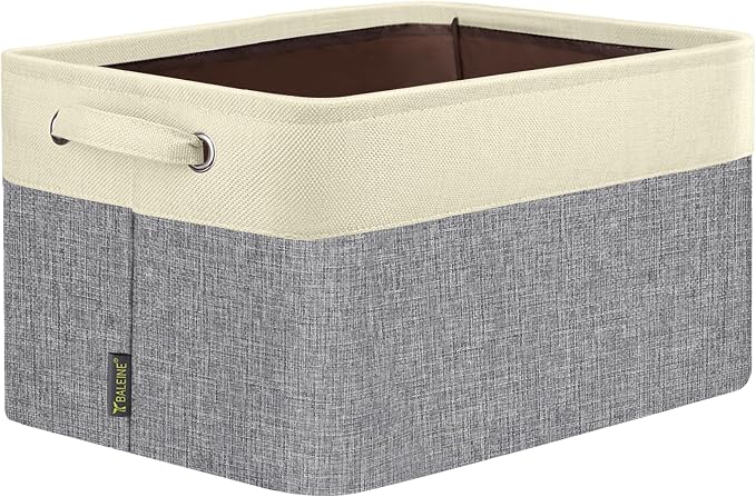 BALEINE 1 Pack Fabric Closet Storage Bins for Shelves, Linen Closet Organizers and Storage, Decorative Baskets for Organizing, Shelf, Clothes, Home, Office (Grey, 17''x13''x10.5'')