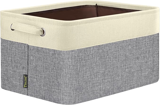 BALEINE 1 Pack Fabric Closet Storage Bins for Shelves, Linen Closet Organizers and Storage, Decorative Baskets for Organizing, Shelf, Clothes, Home, Office (Grey, 14''x10''x8.5'')