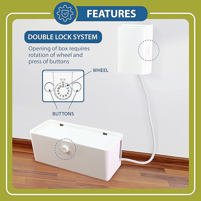 Power Strip Cover and Outlet Cover Box - Effectively Baby Proofs Power Strip on Floor or Wall, Protects Small Hands & Fingers, Cover Box and Outlet Cover Box (White-Bundle)