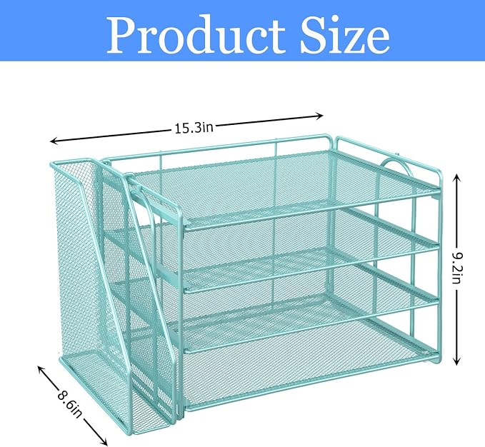 gianotter 4-Tier Paper Organizer With Magazine Holder, Desk Organizers and Accessories, Desk Accessories & Workspace Organizers, File Organizer for Office Supplies Storag (Blue, 4-Tier)