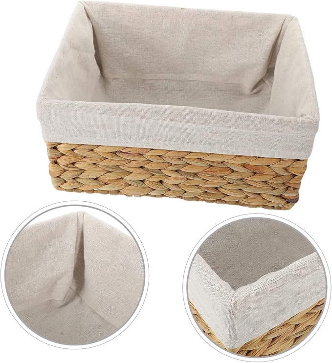 PRETYZOOM Rattan Basket Straw Woven Design Multi-purpose Storage Basket for Closets Living Room Kitchen