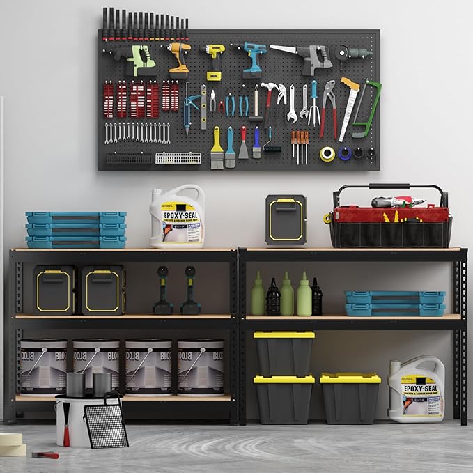PrimeZone 48"W x 24"D x 72"H Garage Storage Shelves, 5-Tier Metal Shelving | 3000 LBS Capacity, Heavy-Duty Metal Frame, FSC MDF Boards, Boltless Assembly, Adjustable Shelves for Warehouse Basement 10PCS