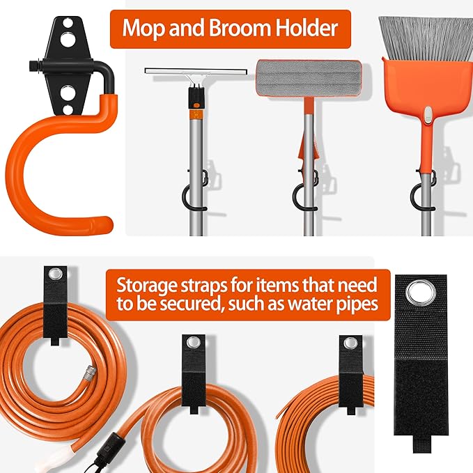 28 Pack Garage Hooks Heavy Duty with Non Slip PVC Coating | Garage Storage and Organization Ladder Hooks for Hanging Bike，Ladder，Garden Tools，Hose