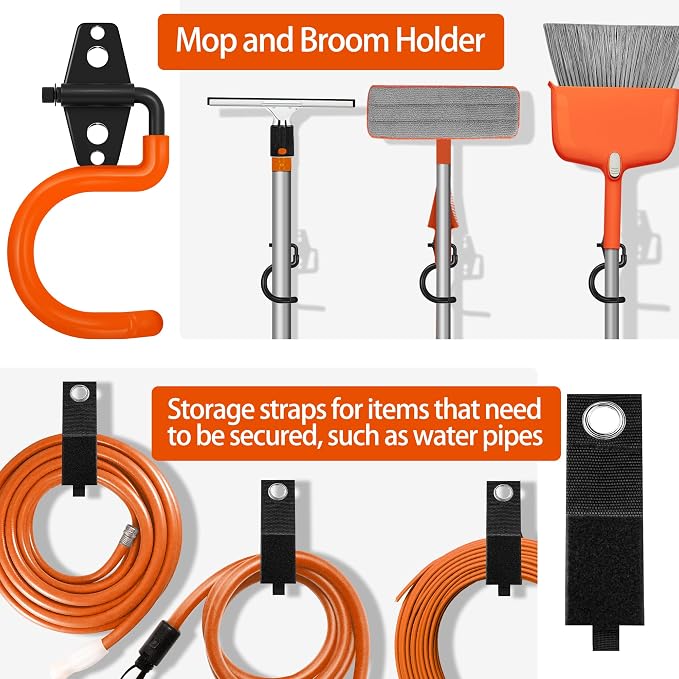18 Pack Garage Hooks Heavy Duty - Anti-Slip Coating | Garage Storage Hooks for Hanging Bike，Ladder，Garden Tools，Hose