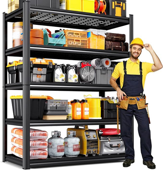 78" Hx46 W Heavy Duty Garage Shelving, 5-Tier Adjustable All Metal Wire Storage Rack, Utility Shelf for Garage, Warehouse, Basement, Pantry & Workshop, 78" H x 46" W x 20" D