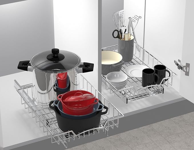 Simple Houseware Under Cabinet Pull Out Sliding Shelf Drawer, 17Dx13W | for Kitchen Organizer