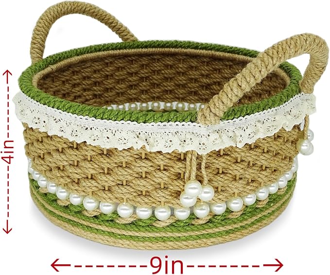 Zenpeace Wicker Small Basket, Suitable For Hand-Woven Basket with Handle In Bedrooms, Kitchens, Bathrooms and Living Rooms, for Organizing and Decorating Projects, Storage Various Items and Keys