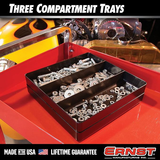 Ernst Manufacturing All Purpose Toolbox and Desk Tray: Stackable Organization Tray with 3 Compartments - Made in the USA