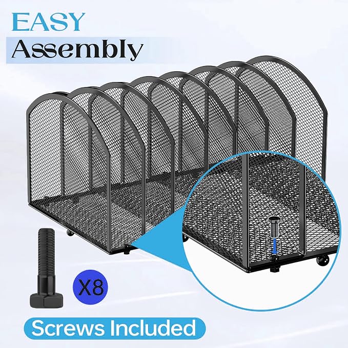 Gawerk 7-Section Desk File Organizer, Mesh Desktop File Sorter for Office