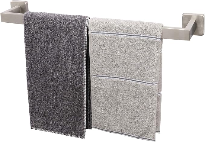 TocTen Bath Towel Rack - Square Base Thicken SUS304 Stainless Steel Towel Bar for Bathroom, Bathroom Accessories Towel Rod Heavy Duty Wall Mounted Towel Holder. (Brushed Nickel, 20)