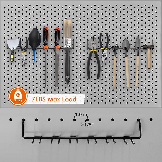 Utility Heavy Duty Pegboard Hooks, 10Pack Peg Board Accessories Tool Hanger | Fit 1/8" 1/4" Peg Holes, Double Arm Peg Board Bracket, Rubber Coated, Large Tool Organizer for Garage Workshop Shed Craftroom