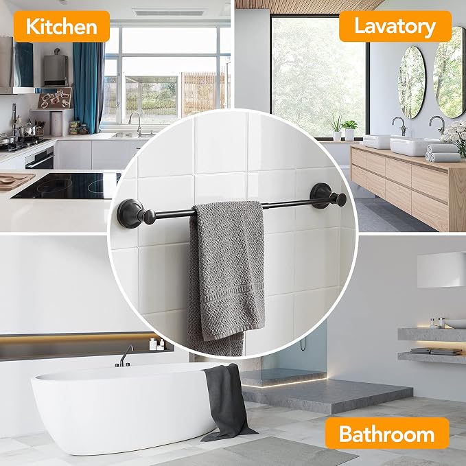 BESy Towel Racks for Bathroom Wall Mounted Bath Towel Bar Oil Rubbed Bronze | Adjustable 16-26 In, Wall Mounted Towel Holder, Stainless Steel, Rustproof, Towel Bar Rod Hanger Hardware Accessories Hotel