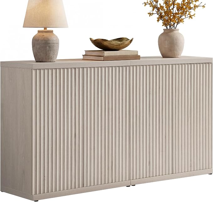SICOTAS Buffet Cabinet with Storage Sideboard Cabinet with Doors & Shelves | Accent Sideboard Modern Credenza Fluted Storage Cabinet Mid Century Media Console for Living Room Kitchen Dining Hallway