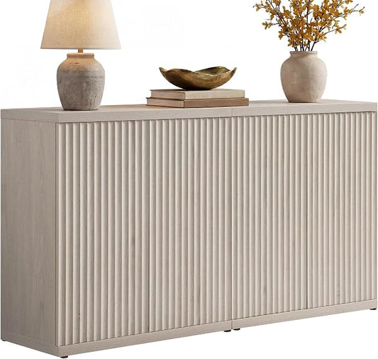 SICOTAS Buffet Cabinet with Storage Sideboard Cabinet with Doors & Shelves | Accent Sideboard Modern Credenza Fluted Storage Cabinet Mid Century Media Console for Living Room Kitchen Dining Hallway