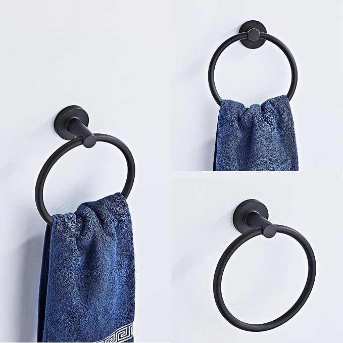 Matte Black Bathroom Hardware Set 5 Piece with Towel Racks for Bathroom, SUS304 Stainless Steel Bath Towel Bar Set, 24 Inch Wall Mounted Accessories Kit…