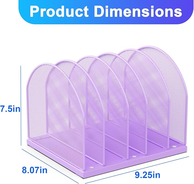 gianotter Desktop File Organizer, Desk Organizer with 5 Compartments, Paper Organizer for Desk, Workspace Organizers for Office Supplies (Purple, Upright Style)