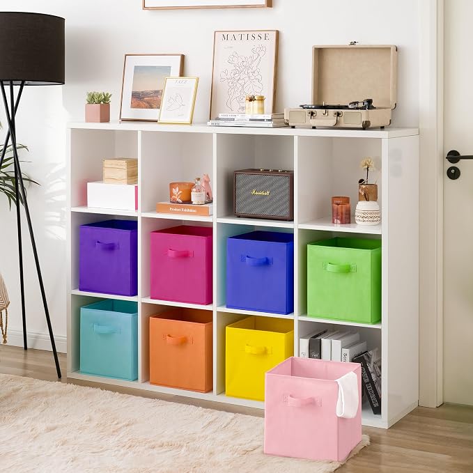 GRANNY SAYS 11 Inch Cube Storage Bins, Colorful Cube Storage Organizer, Fabric Storage Bins, Storage Cubes for Shelves, Closet, Toy Storage Bins for Kids Room, Play Room, Rainbow, 8-Pack