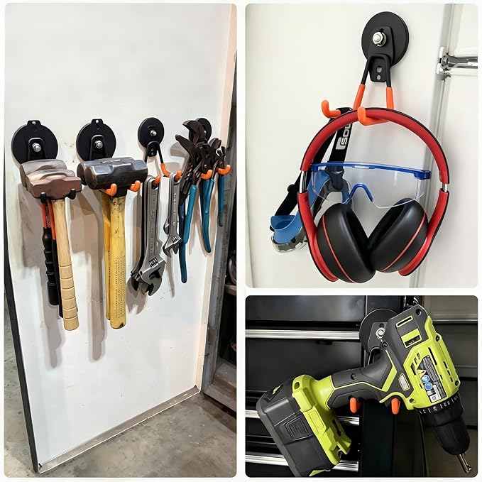 MUTUACTOR Magnetic Hooks Heavy Duty,2PCS Strong Magnetic Garage Hooks for Hanging,Anti-Slip Powerful Magnet Storage Utility Hooks for Cruise Cabins Cabinet Fridge Shed Workshop