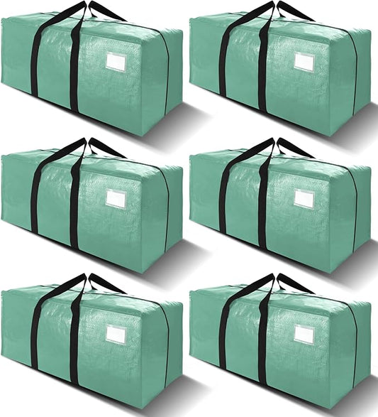 6 Pack Heavy Duty Extra Large Moving Bags W/Backpack Straps - Strong Handles & Zippers, Storage Totes For Space Saving, Fold Flat, Alternative to Box and Bin (40 gal, Teal)