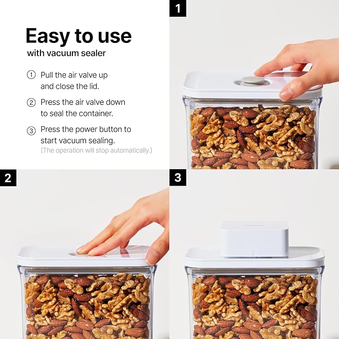 VAKUEN Premium Airtight Food Storage Containers, Rectangular 2PC-SET(2.11qt), Smart One-Click Seal Lid, 100% Leak Proof, Keep Food Fresh Longer, BPA-FREE, Dishwasher/Freezer & Microwave Safe