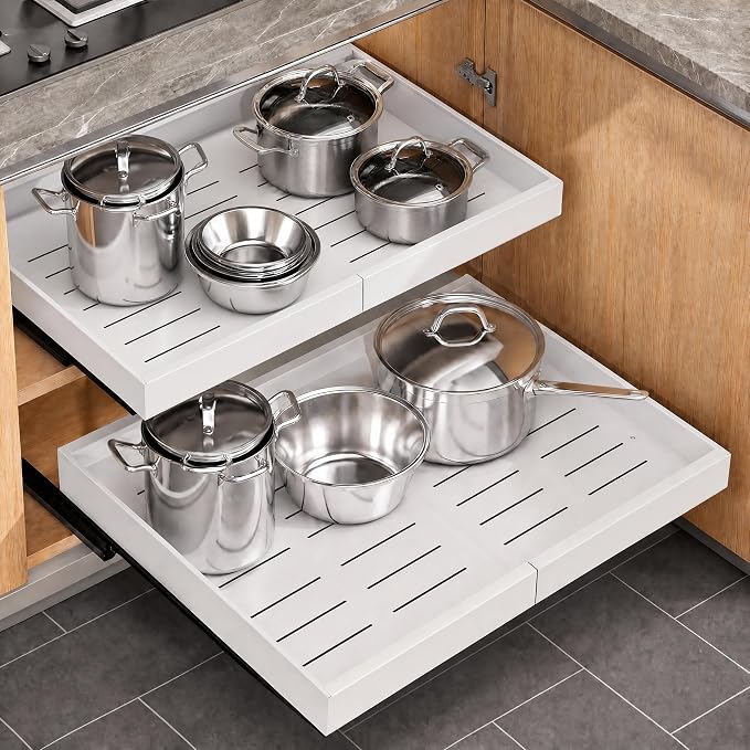 Garvee 2 Pack Pull Out Cabinet Organizers, Expandable 16.93"-27.95" Width