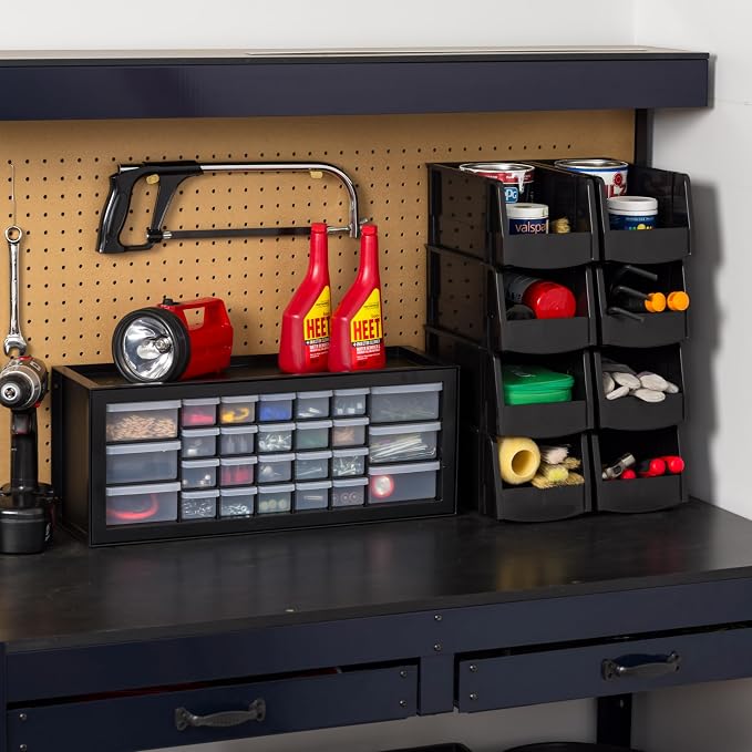 IRIS USA 26-Drawer Teacher Toolbox, Stickers, Markers, Made in USA, Black | Wall mountable, Stackable, Craft Supplies, Building Bricks, Crayons, Beads Organizer