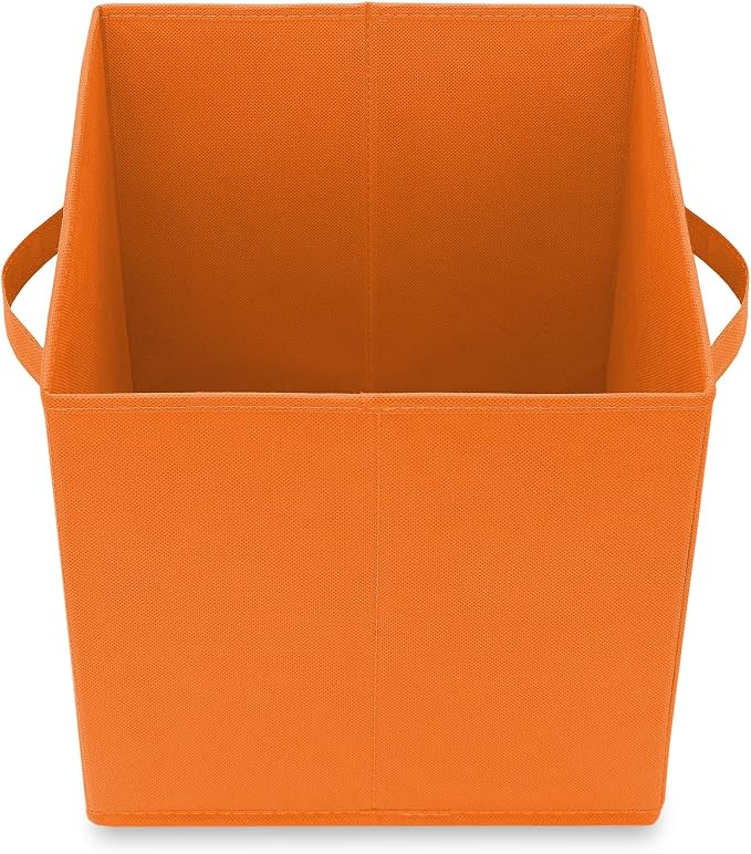 Casafield Set of 6 Collapsible Fabric Cube Storage Bins, Orange - 11" Foldable Cloth Baskets for Shelves, Cubby Organizers & More