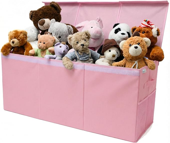 SoftOwl Extra Large Toy Storage Organizer with Lid - Sturdy, Collapsible Toy Chest Storage Box Design - Toys Bin with Dividers for Kids, Nursery, Bedroom, Playroom 37"x16"x14"