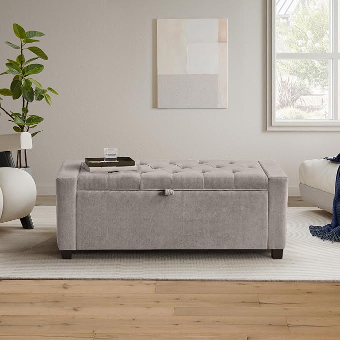 GRAINELL 42.13” Storage Ottoman Bench, Upholstered Tufted Bedroom Bench | End of Bed Storage Bench for Living Room & Entryway, 350 lb Capacity