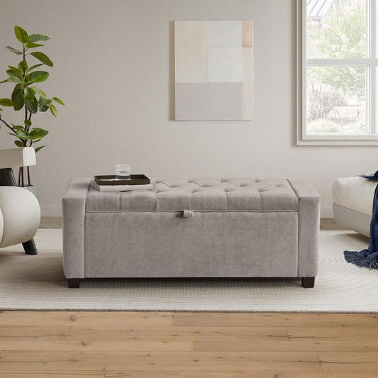 GRAINELL 42.13” Storage Ottoman Bench, Upholstered Tufted Bedroom Bench | End of Bed Storage Bench for Living Room & Entryway, 350 lb Capacity
